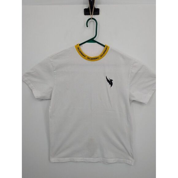 Illenium Men's Embroidered Logo White Short Sleeve Cotton Tee Shirt, Size Large